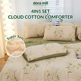 Cloud Cotton Bedding Set with Comforter Fitted Sheet and Pillowcases for Malaysia Weather #BCG