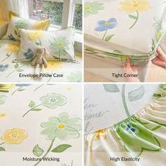 Dora Mill 100% Kapas Tulen Dilengkapi Cadar dan Sarung Bantal - Super Single/Queen/King #BFF