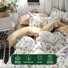 Aloe Cotton Floral Print Bedding Set with Quilt Cover and Bedsheet by DORAMILL #BAC