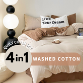 Colorblock Washed Cotton Quilt Cover Bedsheet Set – Soft & Breathable Bedding for Super Single/Queen/King #BQB