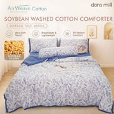 DORAMILL Premium AirWeave Washed Cotton Linen SoyBean Fiber Comforter Bedsheet Set #BBT