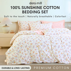 DORAMILL 2500TC 100% Cotton 4in1 Quilt Cover Set Queen King Size Pillow Case Cadar Fitted Bedsheet Set #BAR