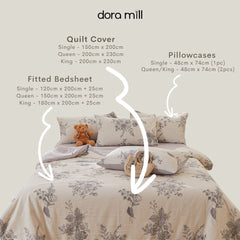 DORAMILL Cloud Cotton Quilt Cover Fitted Bedsheet Set #BQC