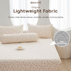 Knitted Cotton Fitted Bedsheet set w/Pillow case & Bolster case