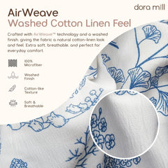 DORAMILL Premium AirWeave Washed Cotton Linen Feel 3in1Single/5in1 Queen King Comforter Bedsheet Set SoyBean Fiber #BBT