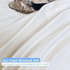 Dora Mill Washed Ice Silk Quilt Cover Bedsheet Set – Romantic Embroidery | Queen / King #BAL