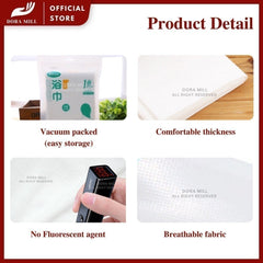 Set Peralatan Tempat Tidur & Tuala Perjalanan Pakai Dora Mill Fabrik Bukan Tenunan – Cadar/Sarung Bantal/Tuala Mandi/Tuala Muka/Sarung Tempat Duduk Tandas #BTA