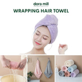 Dora Mill Bathrobe Style Microfiber Wrap Hair Towel – Strong Absorbent & Rapid Drying Shower Cap Towel #WTJ