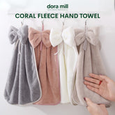 Dora Mill Kitchen/Bathroom Ribbon Coral Fleece Hand Towel – Wall-Hanging Design/Strong Water Absorbent & Quick Dry #WCD
