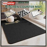 Dora Mill Non Slip Kitchen Diatom Mud Dish Drying Mat – Penggunaan Meja/Atas Dapur #WCY