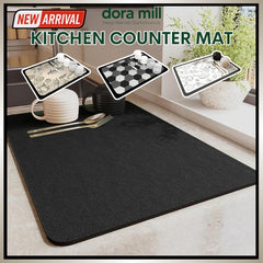 Dora Mill Non Slip Kitchen Diatom Mud Dish Drying Mat – Penggunaan Meja/Atas Dapur #WCY