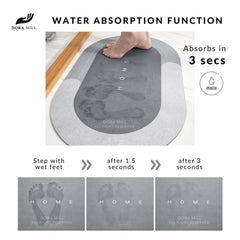 DORAMILL Water Absorbent Anti-Slip Diatom Mud Pad Carpet Floor Mat Non-Slip Kitchen Bathroom Mat WCT