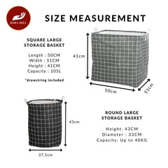 DORAMILL Foldable Laundry Basket Storage Box Waterproof Large Square Bag Big Laundry Basket 106L#ASD