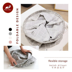 Dora Mill Waterproof Foldable Laundry Basket / Storage Bag – Linen Cotton Home Organizer Basket #ASB