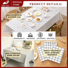 Dora Mill PVC Waterproof Reusable Table Cloth – Nordic Minimalist Oilproof Reusable Dining Cover #ATA