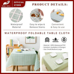 Dora Mill PVC Waterproof Reusable Table Cloth – Nordic Minimalist Oilproof Reusable Dining Cover #ATA
