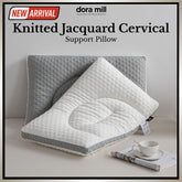 Dora Mill Firm Knitted Jacquard Cervical Pillow – Ergonomic & Hotel-Style & Soft Support (1300G) #APO