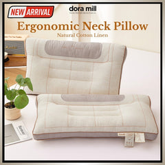 Dora Mill Cotton Ergonomic Neck Support Pillow - Firm Neck Support Pillow 1300G #API