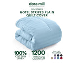 Penutup Kuilt Koleksi Hotel Dora Mill 3cm Stripe – Sarung Duvet Linen Kapas Elegan dengan Kemasan Satin #BNY