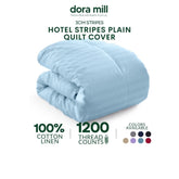 Dora Mill 3cm Stripe Hotel Collection Quilt Cover – Elegant Cotton Linen Duvet Cover with Satin Finish #BNY
