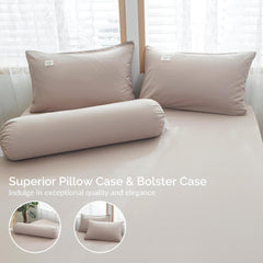 Dora Mill Plain Series Aloe Cotton Bedsheet with Bolster Case – Super Single / Queen #BBS