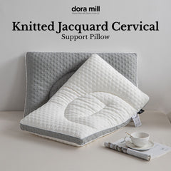 DORAMILL Firm Knitted Jacquard Cervical Pillow – Ergonomic & Hotel-Style & Soft Support (1300G) #APO