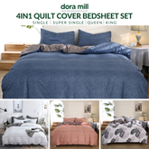 Dora Mill Combed Cotton Bedsheet w/Quilt Cover - Super Single/Queen/King
