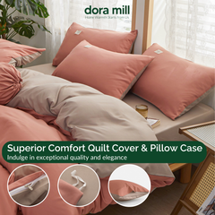 Dora Mill Plain Color Combed Cotton Quilt Cover Bedsheet Set #BAS