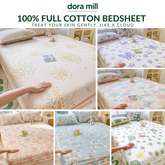 Dora Mill 100% Pure Cotton Fitted Bedsheet and Pillow Case - Super Single/Queen/King #BFF