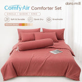 DORAMILL ComfyAir Plain Colour Duvet Cover Comforter Fitted Bedsheet Set #BDP