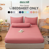Warna Polos Aloe Cotton Peralatan Tempat Tidur Essentials Cadar Sarung Bantal Comforter dan Sarung Kuilt oleh Dora Mill #BFP