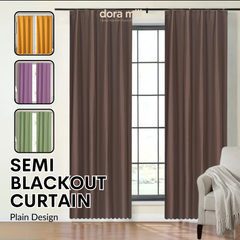 Dora Mill Classic Plain Series Semi Blackout Curtain – 2-in-1 Hook & Rod Use #RCQ