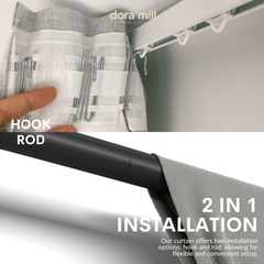 Dora Mill Classic Plain Series Semi Blackout Curtain – 2-in-1 Hook & Rod Use #RCQ
