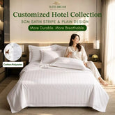 DORAMILL SatinWeave™ Essential 40 3cm Satin Stripe Hotel Quilt Cover Bedsheet Set
