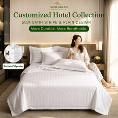 DORAMILL SatinWeave™ Essential 40 3cm Satin Stripe Hotel Quilt Cover Bedsheet Set