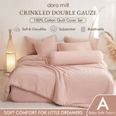 DORAMILL Crinkle Double Gauze Cotton Quilt Cover Bedsheet #BQK