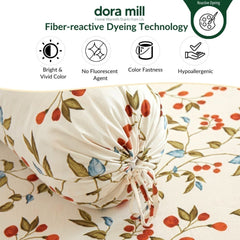 DORAMILL Wash Cotton Linen Ins Style Comforter Fitted Bedsheet Set #DAT
