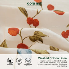 DORAMILL Wash Cotton Linen Ins Style Comforter Fitted Bedsheet Set #DAT