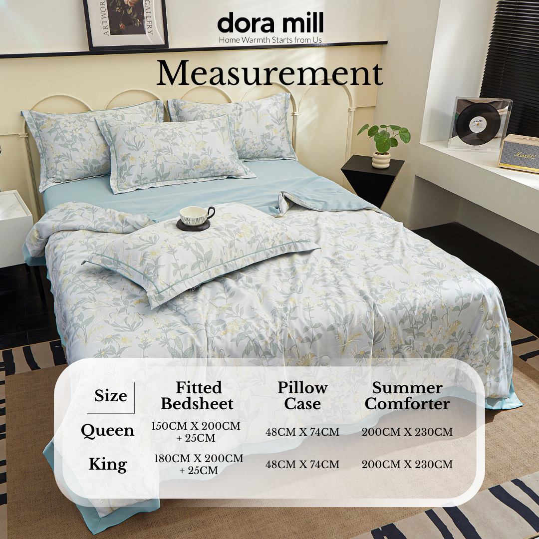 Dora Mill Washed Ice Silk Comforter Bedsheet Set - Queen/King #BSL