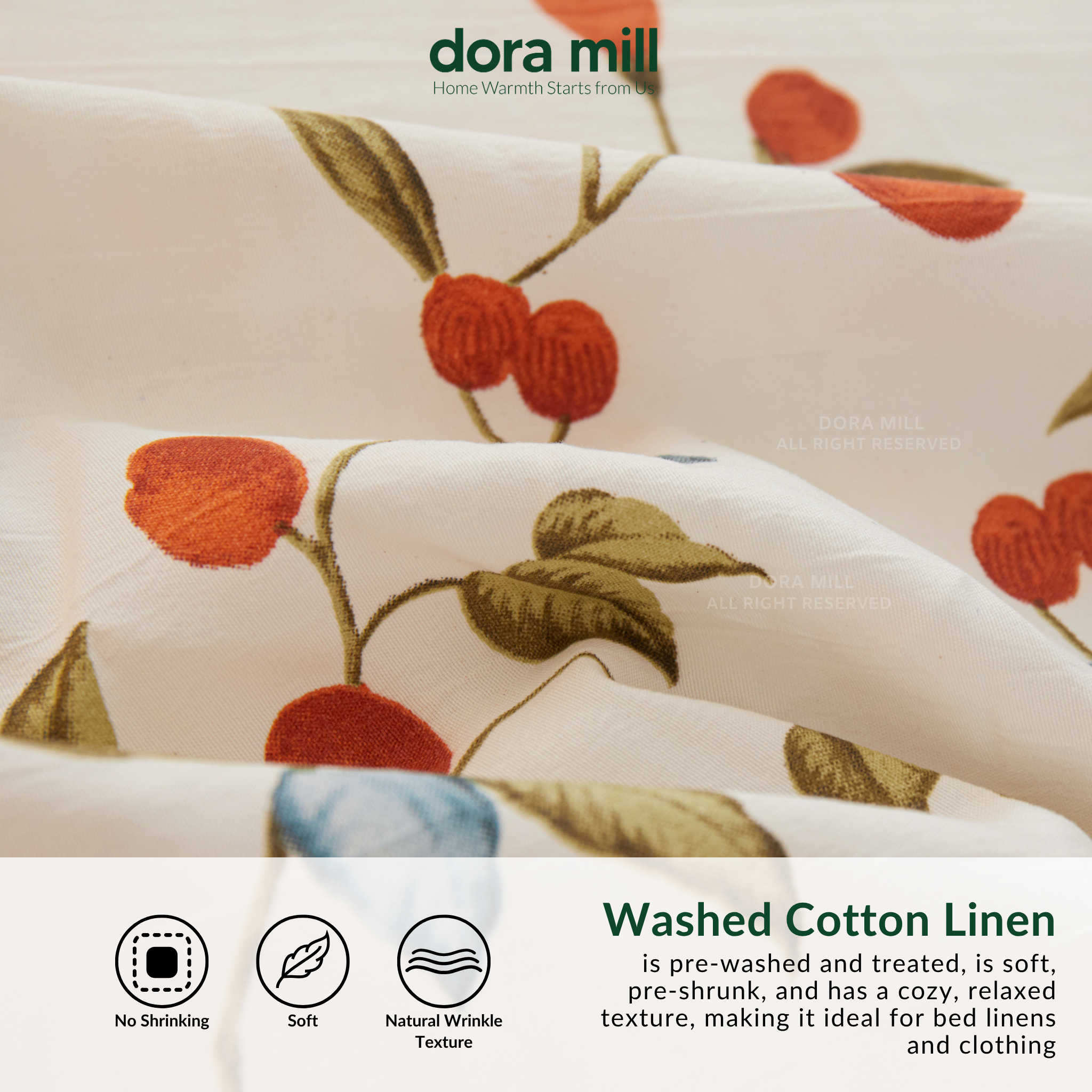Washed Cotton Linen Fitted Bed Sheet Set with Pillow and Bolster Case by Dora Mill#DAT