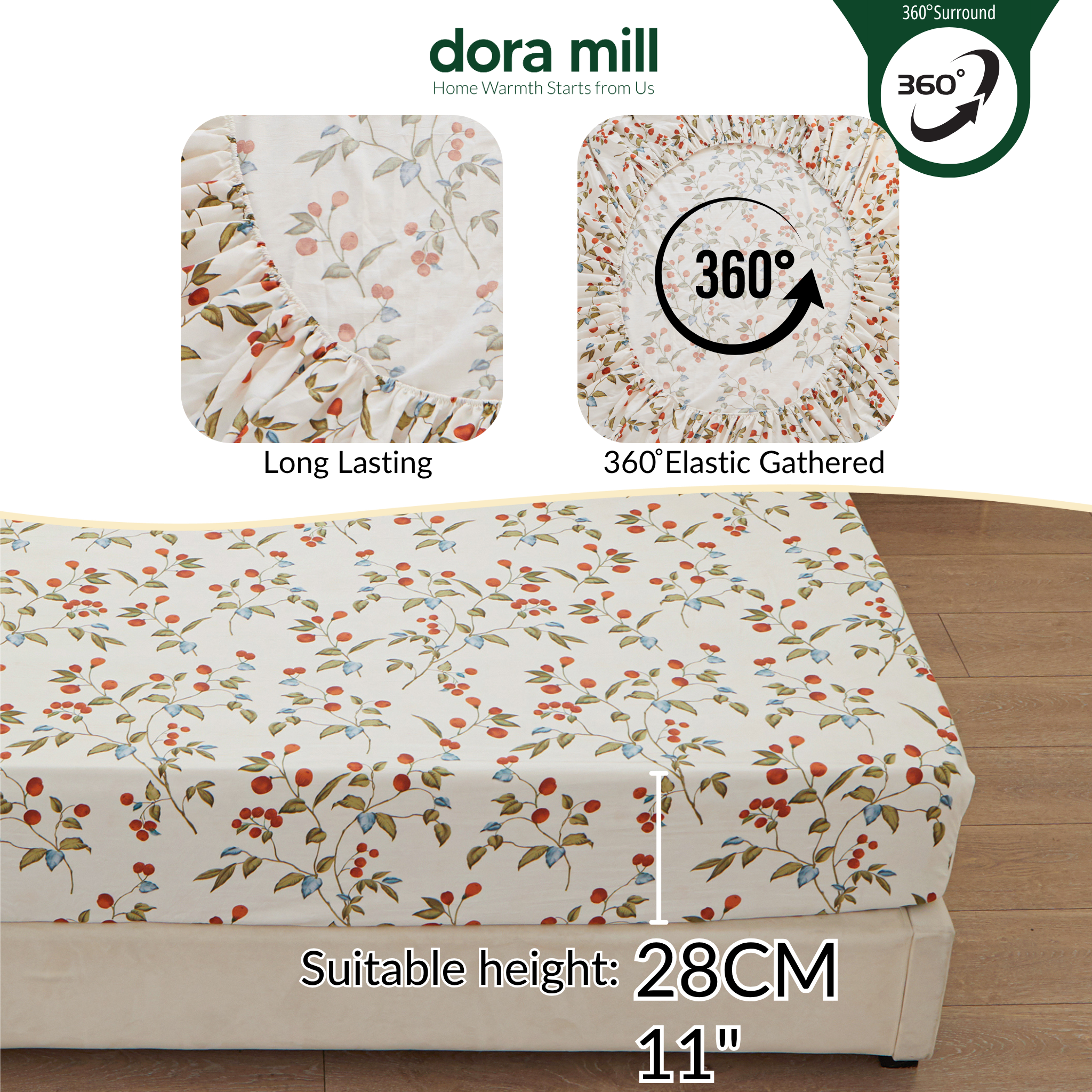 Washed Cotton Linen Fitted Bed Sheet Set with Pillow and Bolster Case by Dora Mill#DAT