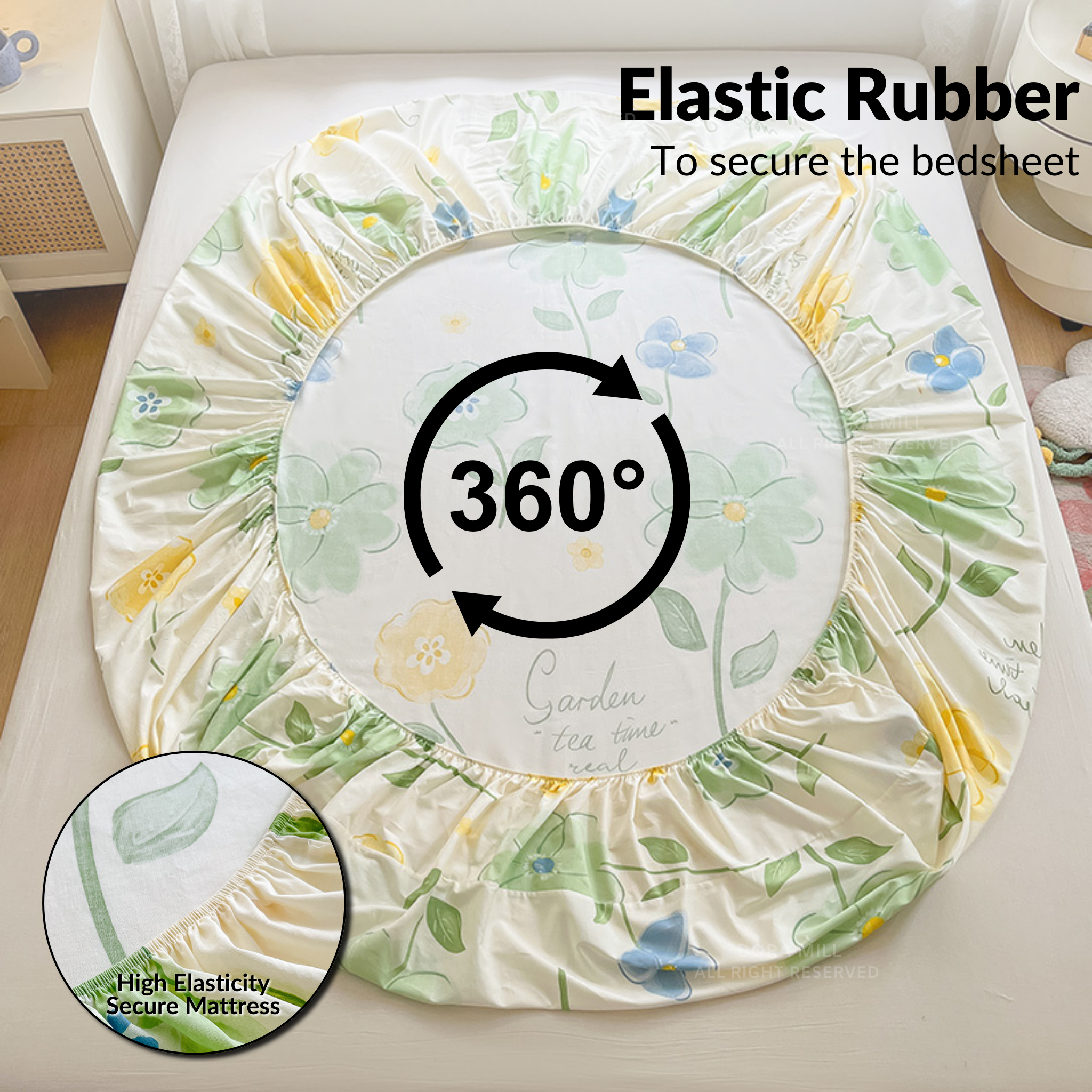 Dora Mill 100% Pure Cotton Fitted Bedsheet and Pillow Case - Super Single/Queen/King #BFF