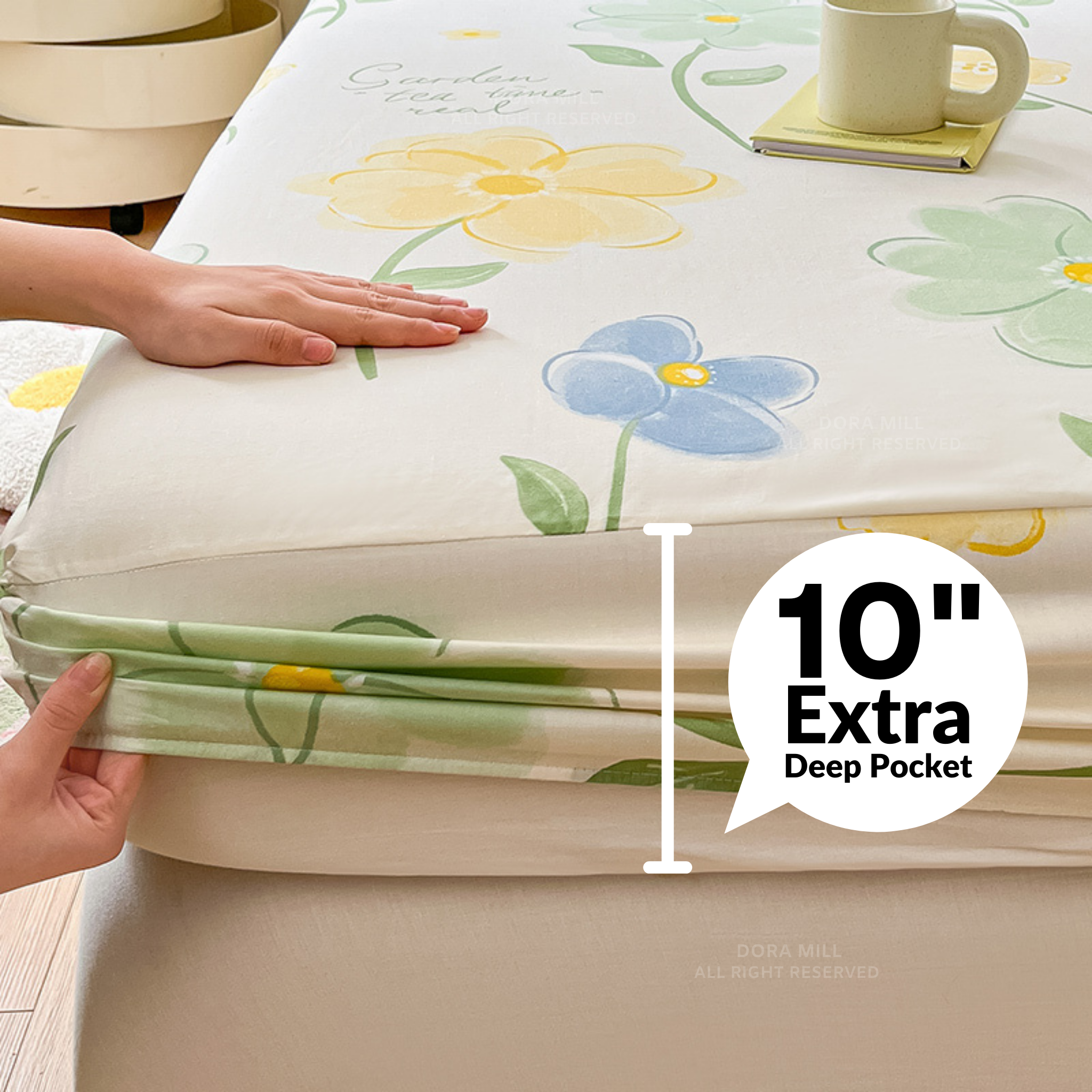 Dora Mill 100% Pure Cotton Fitted Bedsheet and Pillow Case - Super Single/Queen/King #BFF