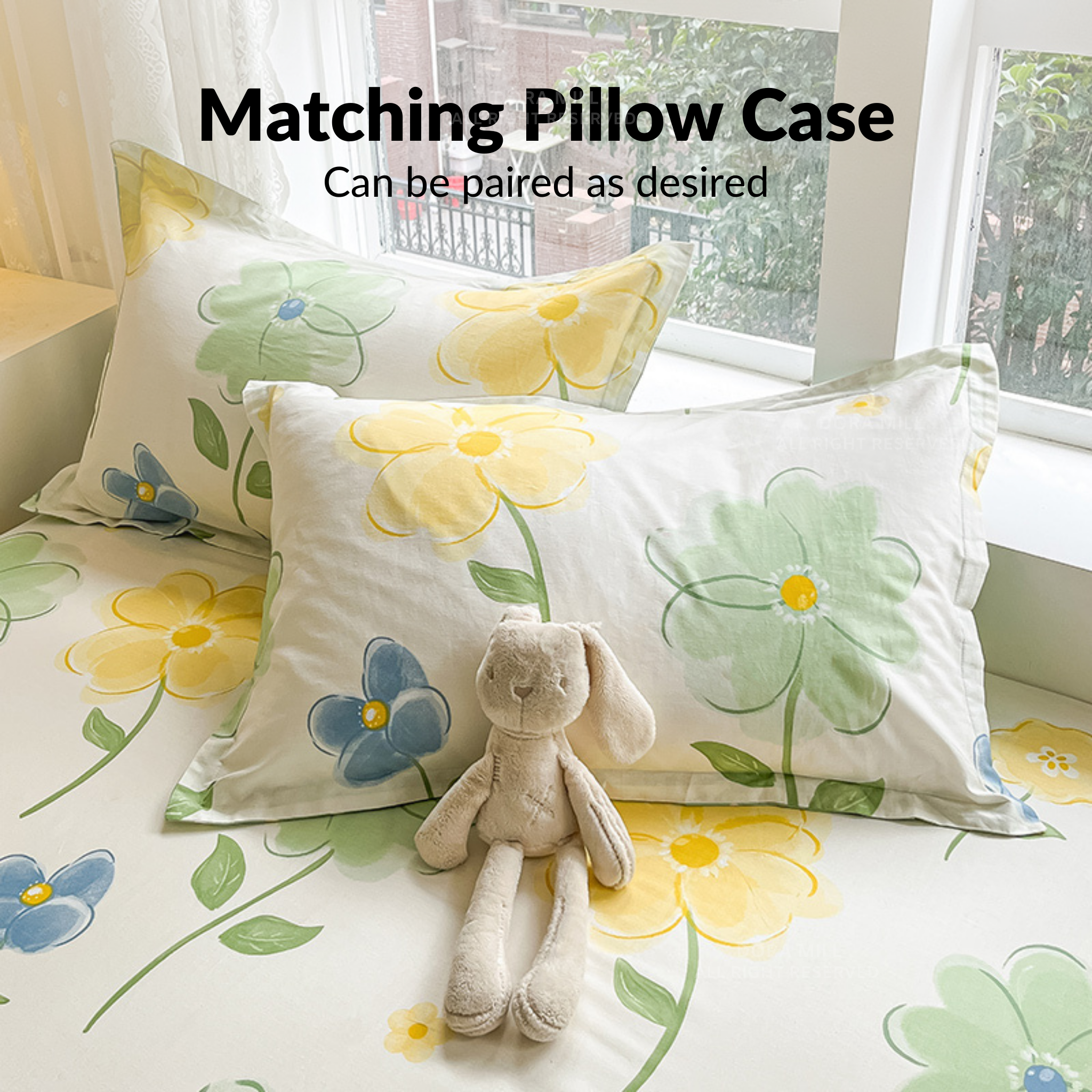 Dora Mill 100% Pure Cotton Fitted Bedsheet and Pillow Case - Super Single/Queen/King #BFF