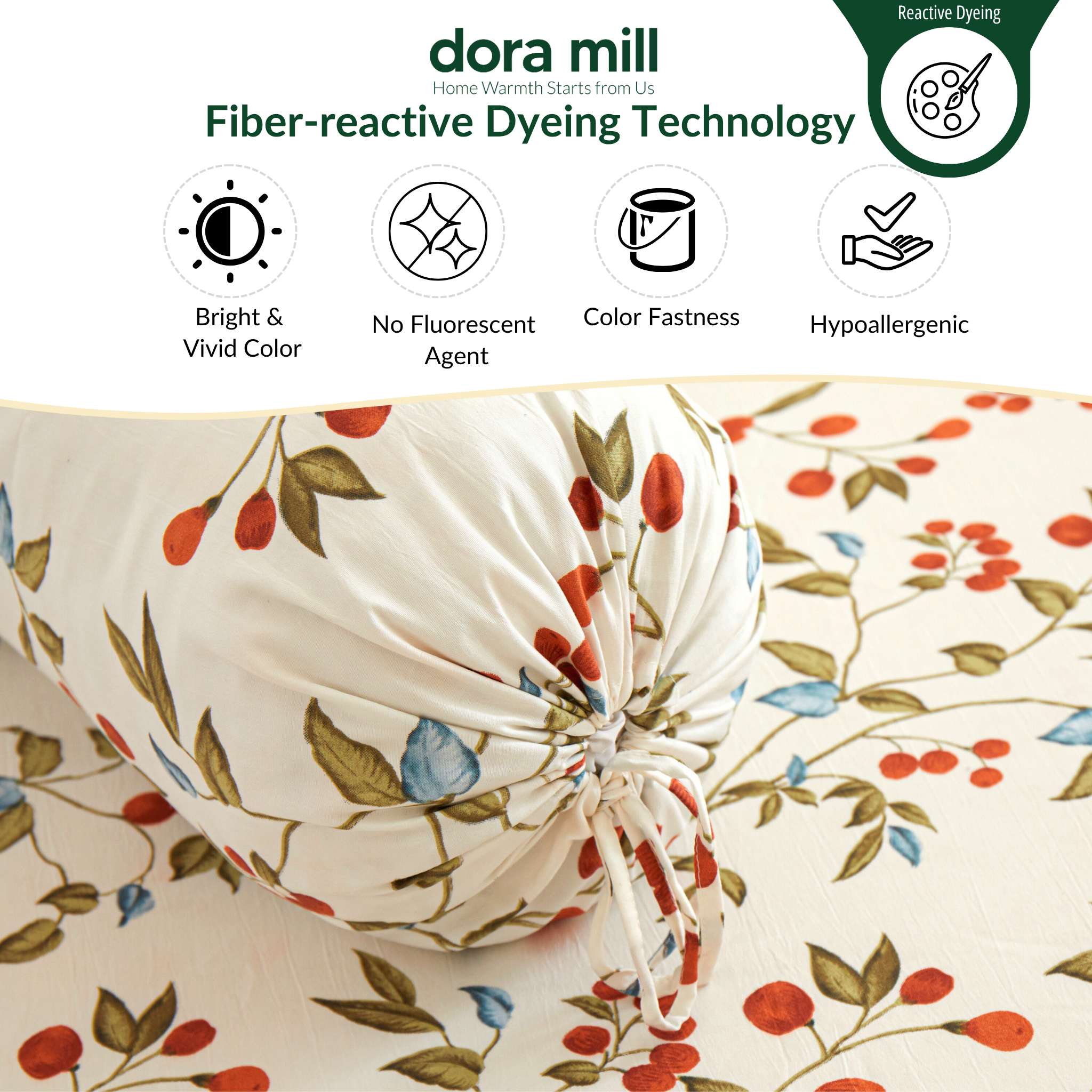 Washed Cotton Linen Fitted Bed Sheet Set with Pillow and Bolster Case by Dora Mill#DAT