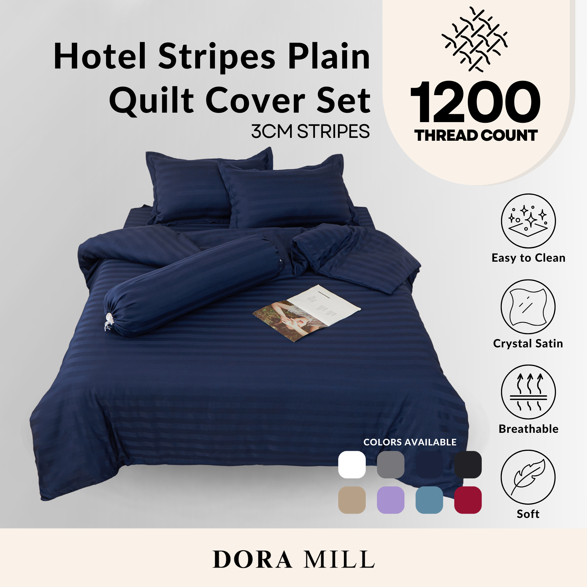 Hotel Series 3cm Stripe Quilt Cover Fitted Bedsheet Set by Dora Mill #BAY