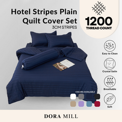 Hotel Series 3cm Stripe Quilt Cover Fitted Bedsheet Set by Dora Mill #BAY