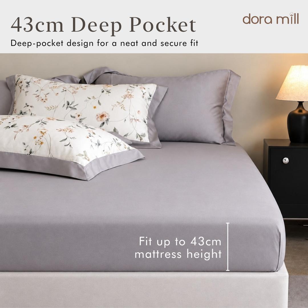 DORAMILL 100% Tencel Lyocell Comforter Fitted Bedsheet Set #BSB