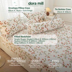 Washed Cotton Linen Fitted Bed Sheet Set with Pillow and Bolster Case by Dora Mill#DAT