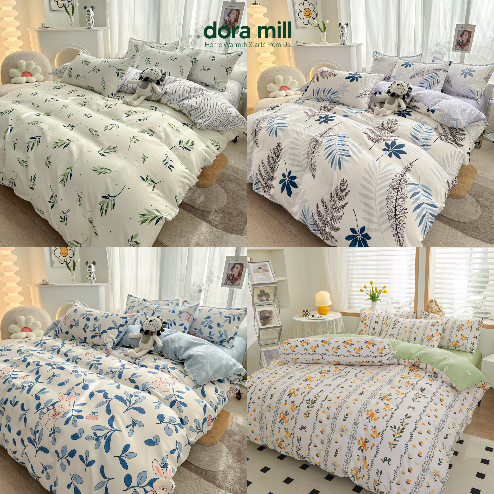 Dora Mill Combed Cotton Bedsheet w/Quilt Cover #A